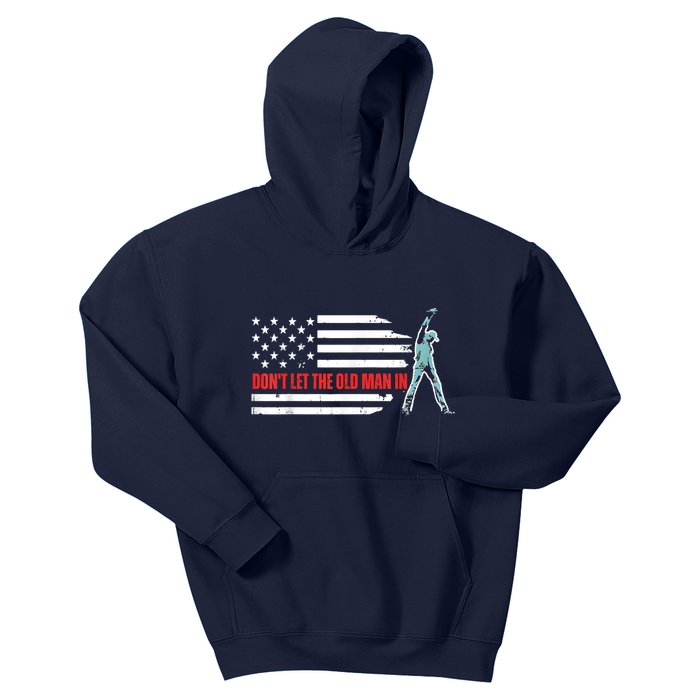 DonT Let The Old Man In Vintage American Flag Kids Hoodie