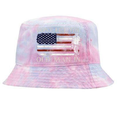 DonT Let The Old Man In Vintage American Flag Tie-Dyed Bucket Hat