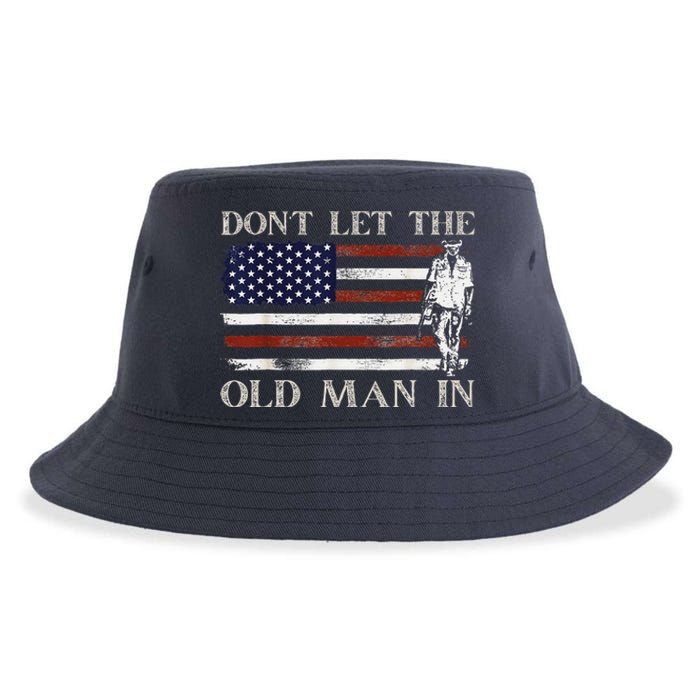 DonT Let The Old Man In Vintage American Flag Sustainable Bucket Hat