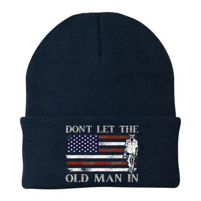 DonT Let The Old Man In Vintage American Flag Knit Cap Winter Beanie