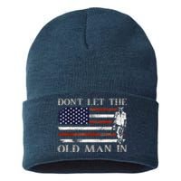 DonT Let The Old Man In Vintage American Flag Sustainable Knit Beanie