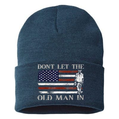 DonT Let The Old Man In Vintage American Flag Sustainable Knit Beanie