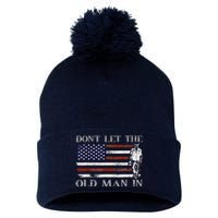 DonT Let The Old Man In Vintage American Flag Pom Pom 12in Knit Beanie