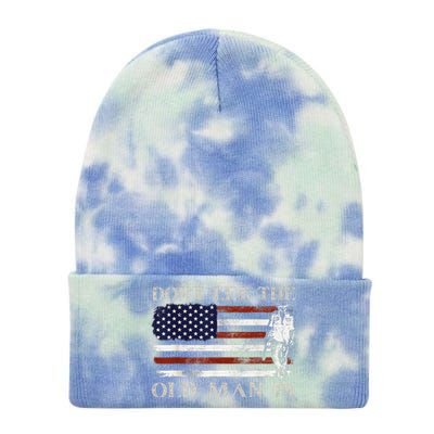 DonT Let The Old Man In Vintage American Flag Tie Dye 12in Knit Beanie