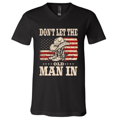 DonT Let The Old Man In American Flag V-Neck T-Shirt