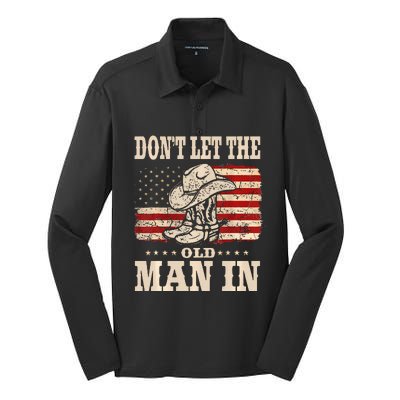 DonT Let The Old Man In American Flag Silk Touch Performance Long Sleeve Polo