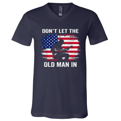 DonT Let The Old Man In Vintage American Flag V-Neck T-Shirt