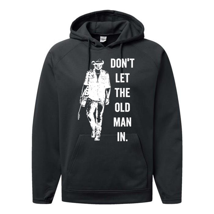 DonT Let The Old Man In Vintage Walking With A Guitar Performance Fleece Hoodie