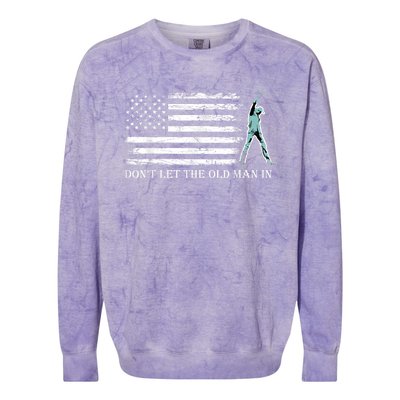 DonT Let The Old Man In Vintage American Flag Colorblast Crewneck Sweatshirt