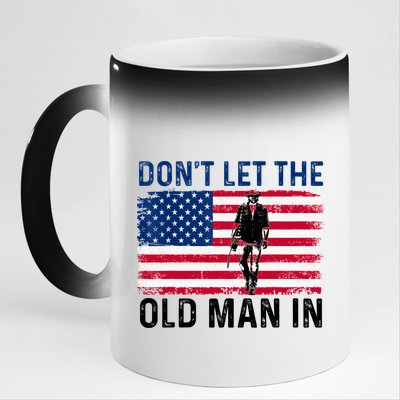 DonT Let The Old Man In Vintage American Flag Retro 11oz Black Color Changing Mug