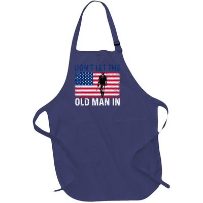 DonT Let The Old Man In Vintage American Flag Retro Full-Length Apron With Pockets