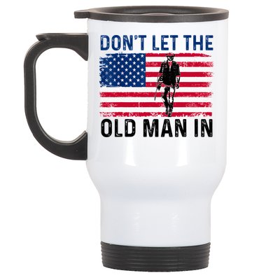 DonT Let The Old Man In Vintage American Flag Retro Stainless Steel Travel Mug