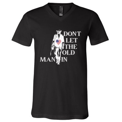 DonT Let The Old Man In Vintage American Flag V-Neck T-Shirt