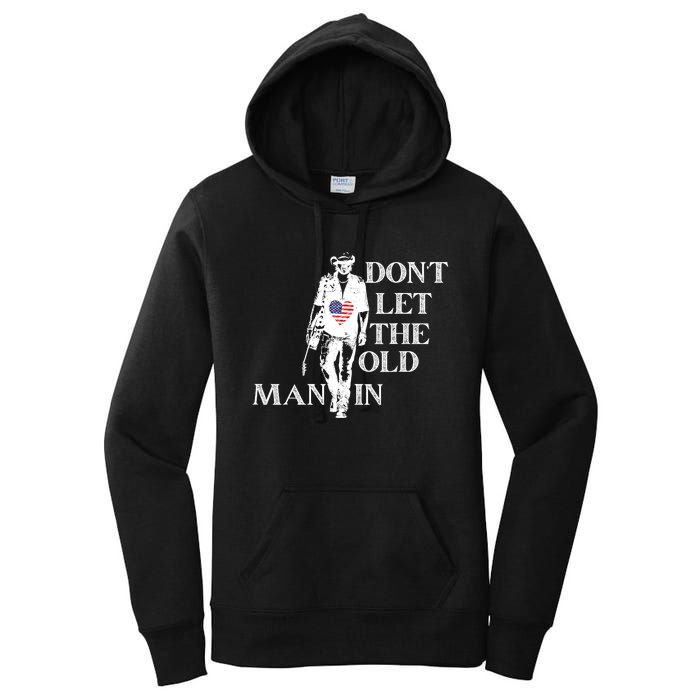 DonT Let The Old Man In Vintage American Flag Women's Pullover Hoodie