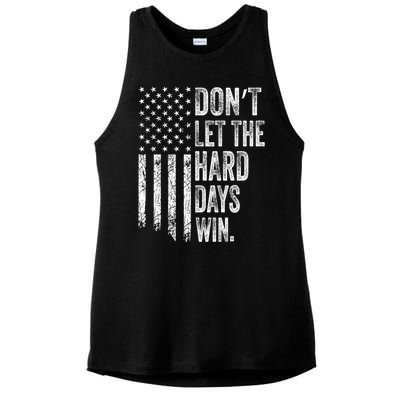 DonT Let The Hard Days Win Vintage American Flag Ladies PosiCharge Tri-Blend Wicking Tank