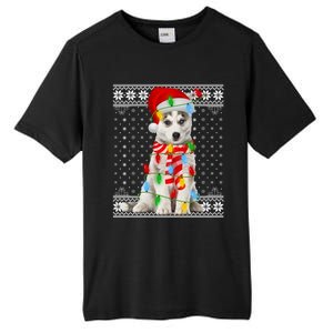 Dog Lights Ugly Sweater Santa Siberian Husky Dog Christmas Gift Tall Fusion ChromaSoft Performance T-Shirt