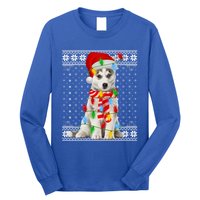 Dog Lights Ugly Sweater Santa Siberian Husky Dog Christmas Gift Long Sleeve Shirt