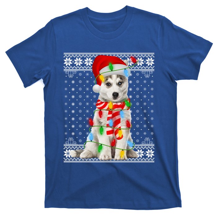 Dog Lights Ugly Sweater Santa Siberian Husky Dog Christmas Gift T-Shirt