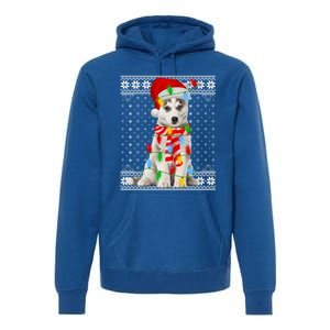 Dog Lights Ugly Sweater Santa Siberian Husky Dog Christmas Gift Premium Hoodie