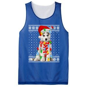 Dog Lights Ugly Sweater Santa Siberian Husky Dog Christmas Gift Mesh Reversible Basketball Jersey Tank