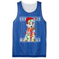 Dog Lights Ugly Sweater Santa Siberian Husky Dog Christmas Gift Mesh Reversible Basketball Jersey Tank