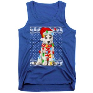 Dog Lights Ugly Sweater Santa Siberian Husky Dog Christmas Gift Tank Top