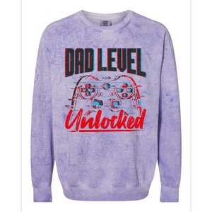 Dad Level Unlocked Gamer Gaming Video Games Gift Colorblast Crewneck Sweatshirt