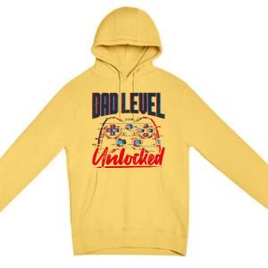 Dad Level Unlocked Gamer Gaming Video Games Gift Premium Pullover Hoodie