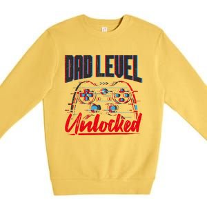 Dad Level Unlocked Gamer Gaming Video Games Gift Premium Crewneck Sweatshirt