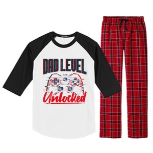 Dad Level Unlocked Gamer Gaming Video Games Gift Raglan Sleeve Pajama Set