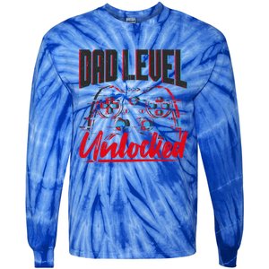 Dad Level Unlocked Gamer Gaming Video Games Gift Tie-Dye Long Sleeve Shirt