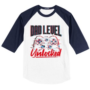 Dad Level Unlocked Gamer Gaming Video Games Gift Baseball Sleeve Shirt