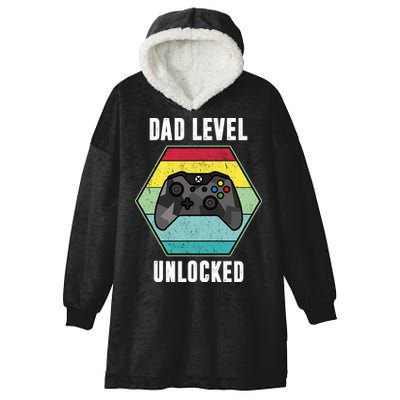 Dad Level Unlocked Gamer Vintage Hooded Wearable Blanket