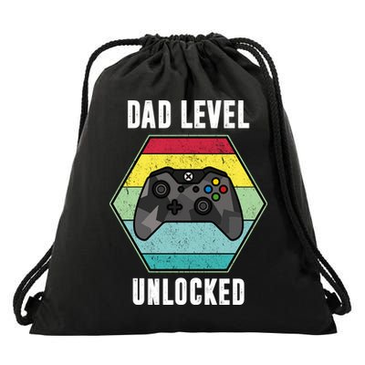Dad Level Unlocked Gamer Vintage Drawstring Bag
