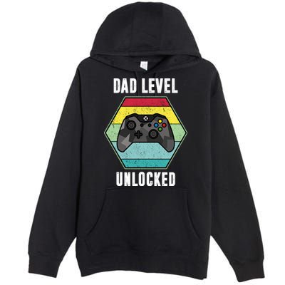Dad Level Unlocked Gamer Vintage Premium Pullover Hoodie