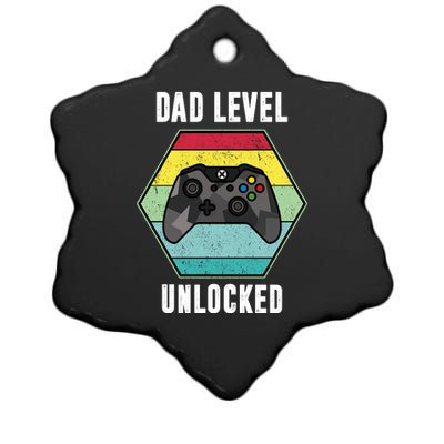 Dad Level Unlocked Gamer Vintage Ceramic Star Ornament