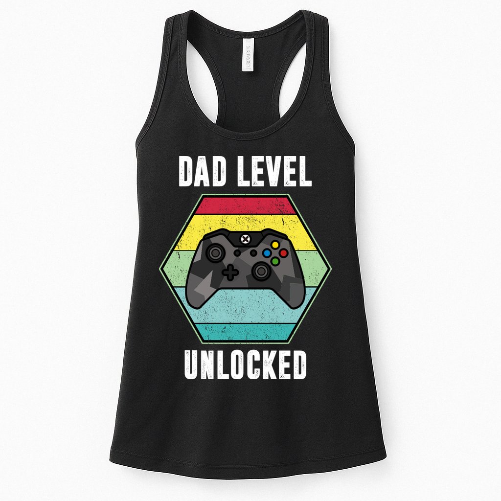 Dad Level Unlocked Gamer Vintage Womens Tank Top