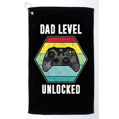 Dad Level Unlocked Gamer Vintage Golf Towel