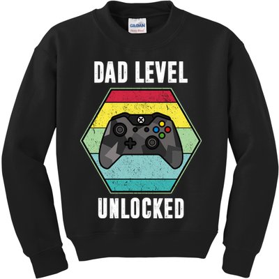 Dad Level Unlocked Gamer Vintage Kids Sweatshirt