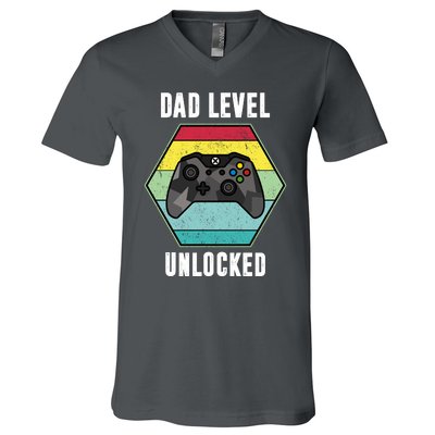 Dad Level Unlocked Gamer Vintage V-Neck T-Shirt