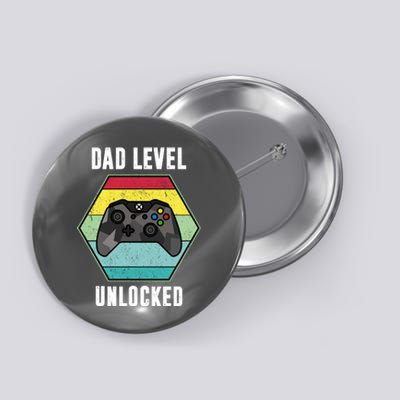 Dad Level Unlocked Gamer Vintage Button