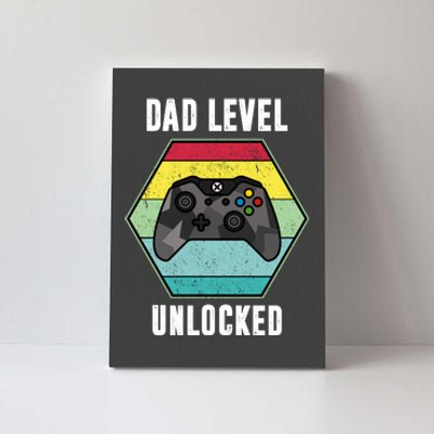 Dad Level Unlocked Gamer Vintage Canvas