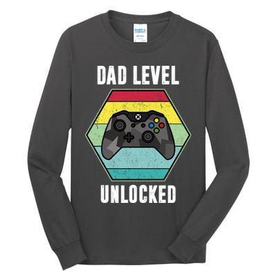 Dad Level Unlocked Gamer Vintage Tall Long Sleeve T-Shirt
