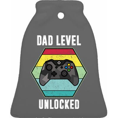 Dad Level Unlocked Gamer Vintage Ceramic Bell Ornament