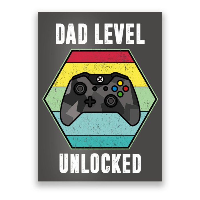 Dad Level Unlocked Gamer Vintage Poster