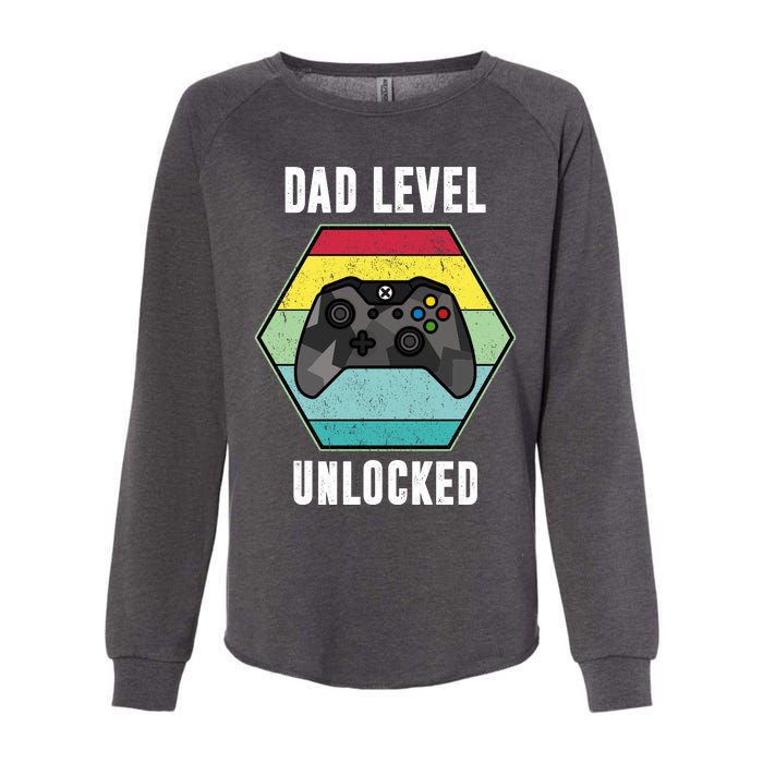 Dad Level Unlocked Gamer Vintage Womens California Wash Sweatshirt