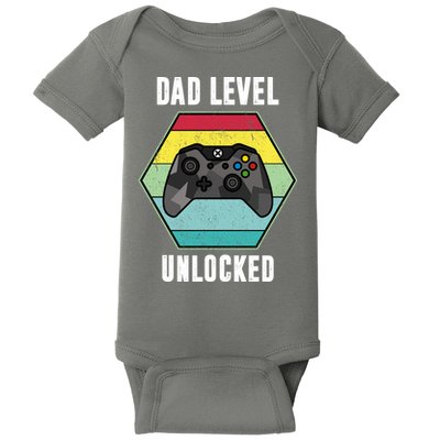 Dad Level Unlocked Gamer Vintage Baby Bodysuit