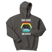 Dad Level Unlocked Gamer Vintage Kids Hoodie