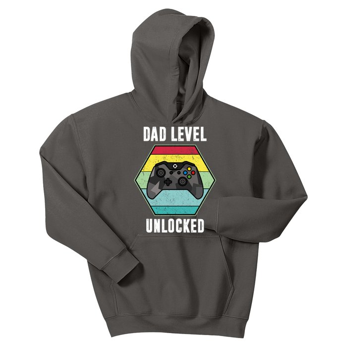 Dad Level Unlocked Gamer Vintage Kids Hoodie