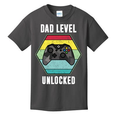 Dad Level Unlocked Gamer Vintage Kids T-Shirt